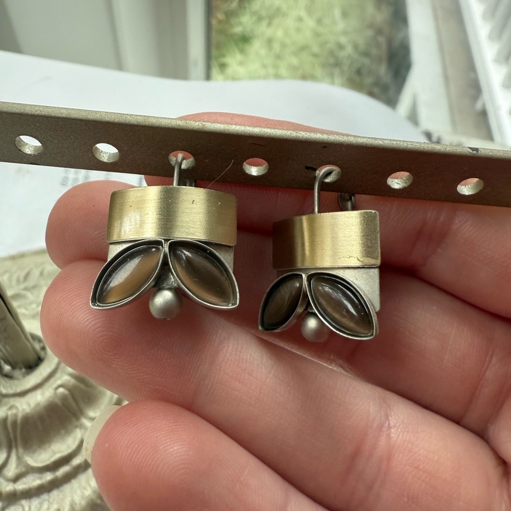 Vintage Brass and Silver Tone Earrings
